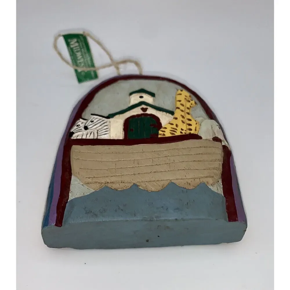 New Vtg NOAHS ARK Animals RAINBOW Christmas Ornament Country Farmhouse Primitive